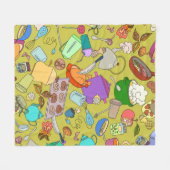 Naadloze textuur. Handgetekende doedels eten Fleece Deken (Voorkant (Horizontaal))