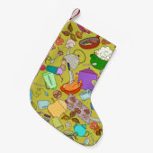 Naadloze textuur. Handgetekende doedels eten Kleine Kerstsok (Voorkant (Hangend))