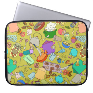 Naadloze textuur. Handgetekende doedels eten Laptop Sleeve