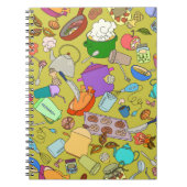 Naadloze textuur. Handgetekende doedels eten Notitieboek (Voorkant)