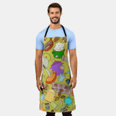 Naadloze textuur. Handgetekende doedels eten Schort (Gedragen)