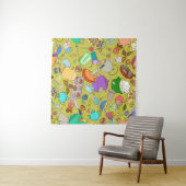 Naadloze textuur. Handgetekende doedels eten Wandkleed (In Situ (horizontaal))