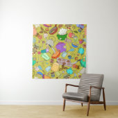 Naadloze textuur. Handgetekende doedels eten Wandkleed (In situ)