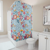 Naadloze textuur met bloemen en vlinders. Einde Douchegordijn (In situ)