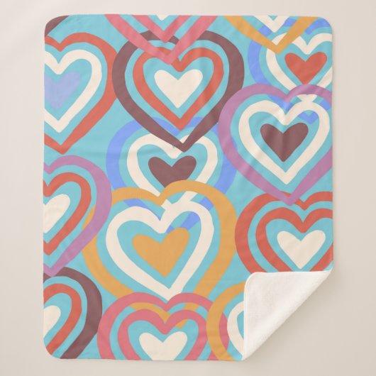 Naadloze textuur met grappige harten sherpa deken (Voorkant)
