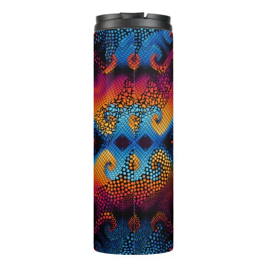  naadloze textuurachtergrond. Diagonale golven Thermosbeker (Achterkant)