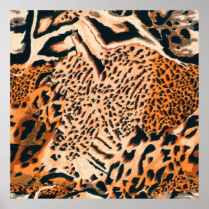 Naadloze tijger, luipaard en jaguar. Naadloze hand Poster