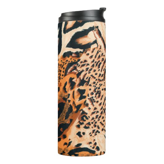 Naadloze tijger, luipaard en jaguar. Naadloze hand Thermosbeker (Gedraaid links)