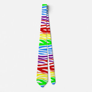 Naadloze tijger regenboog dierprint stropdas