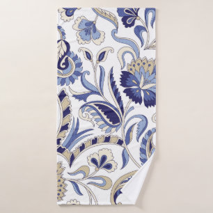 Naadloze traditionele Indiase blauwe paisley patte Badhanddoek