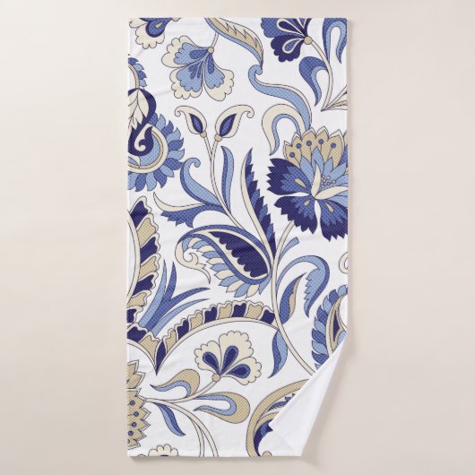 Naadloze traditionele Indiase blauwe paisley patte Badhanddoek (Badhanddoek)