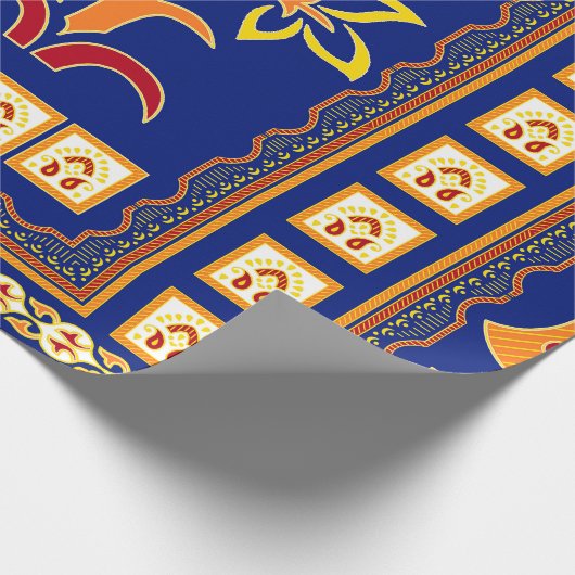 Naadloze traditionele Indische grens met pauw Cadeaupapier (Hoek)