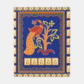 Naadloze traditionele Indische grens met pauw Fleece Deken (Voorkant)