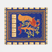 Naadloze traditionele Indische grens met pauw Fleece Deken (Voorkant (Horizontaal))