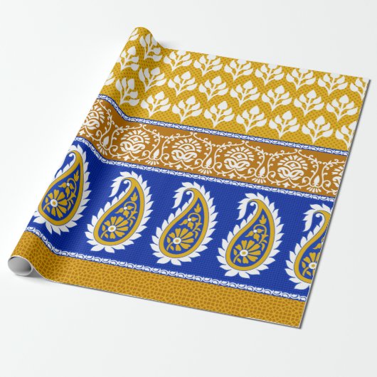 Naadloze traditionele Indische paisleygrens Cadeaupapier (Uitgerold)