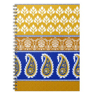 Naadloze traditionele Indische paisleygrens Notitieboek