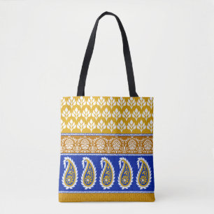 Naadloze traditionele Indische paisleygrens Tote Bag