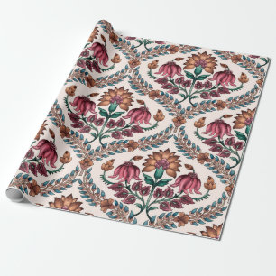 Naadloze Traditionele Mughalart, patroon, floraal, Cadeaupapier