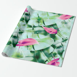 Naadloze tropische blad patroonachtergrond, retro cadeaupapier