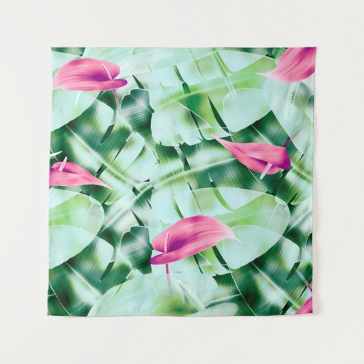 Naadloze tropische blad patroonachtergrond, retro wandkleed (Voorkant)