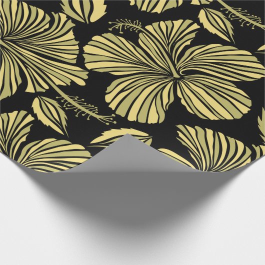  naadloze tropische hibiscus bloemen cadeaupapier (Hoek)