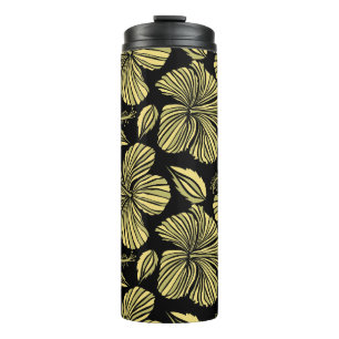 naadloze tropische hibiscus bloemen thermosbeker