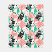 Naadloze tropische oerwoud abstracte moderne blade fleece deken (Voorkant)
