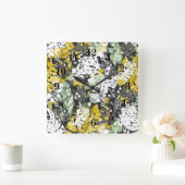 Naadloze tropische oerwoud exotische abstracte geo vierkante klok (Huis)