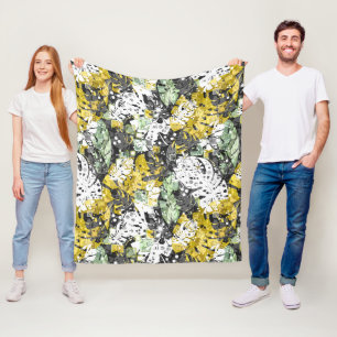 Naadloze tropische oerwoud exotische bladeren abst fleece deken