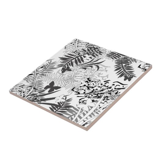 Naadloze tropische oerwoud palmtropische bladeren  tegeltje (Zijkant)