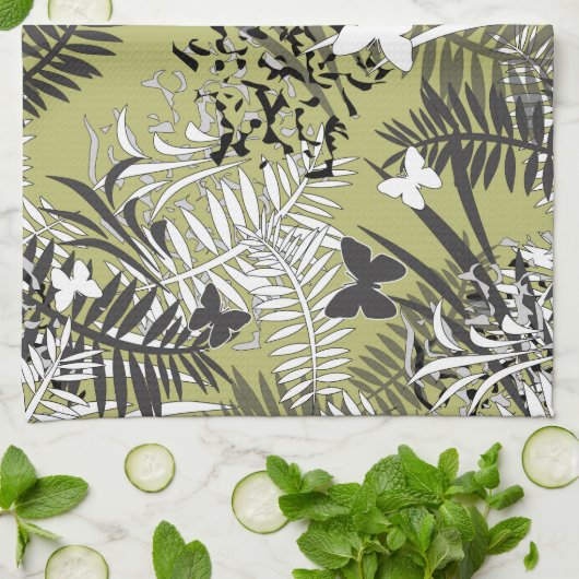 Naadloze tropische oerwoud palmtropische bladeren  theedoek (Gevouwen)