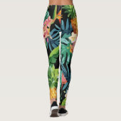 Naadloze tropische patroonananas palm leggings (Achterkant)