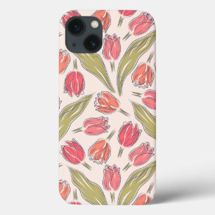 Naadloze Tulip Bloempatroon –  Botanisch Case-Mate iPhone Case