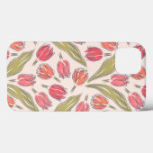 Naadloze Tulip Bloempatroon –  Botanisch Case-Mate iPhone Case (Achterkant (horizontaal))