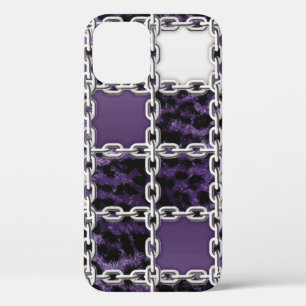 Naadloze ultraviolette luipaard en zilverketting Case-Mate iPhone case