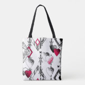 Naadloze Valentijnsdag houdt van zwart wit patroon Tote Bag (Achterkant)