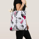 Naadloze Valentijnsdag houdt van zwart wit patroon Tote Bag (Dichtbij)
