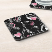 Naadloze Valentijnsdag houdt van zwarte patroonhar Bier Onderzetter (Linkerzijde)