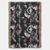 Naadloze Valentijnsdag houdt van zwarte patroonhar Deken (Voorkant Verticaal)