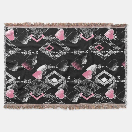 Naadloze Valentijnsdag houdt van zwarte patroonhar Deken (Voorkant)