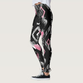 Naadloze Valentijnsdag houdt van zwarte patroonhar Leggings (Links)
