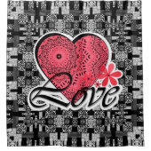 Naadloze Valentijnsdag Licht grijze rode vlek Douchegordijn (Voorkant)