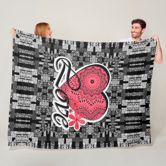 Naadloze Valentijnsdag Licht grijze rode vlek Fleece Deken (In situ)