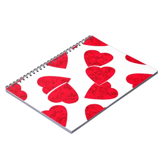 Naadloze Valentijnsdag rode harten wit patroon b Notitieboek (Linkerzijde)