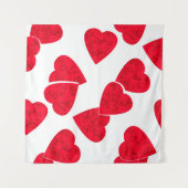 Naadloze Valentijnsdag rode harten wit patroon b Wandkleed (Voorkant (horizontaal))