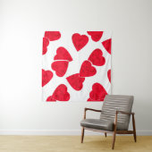 Naadloze Valentijnsdag rode harten wit patroon b Wandkleed (In Situ (horizontaal))