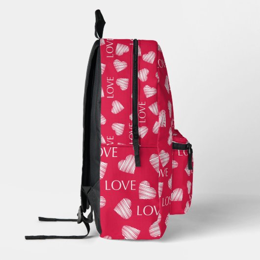 Naadloze Valentijnsdag roze witte kras Bedrukte Rugzak (Links)