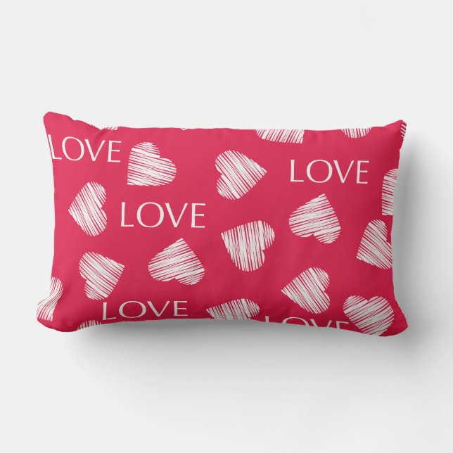 Naadloze Valentijnsdag roze witte kras Kussen (Voorkant)