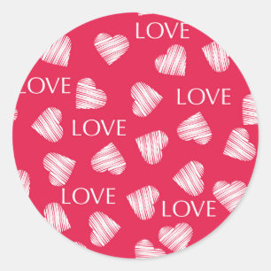 Naadloze Valentijnsdag roze witte kras Ronde Sticker