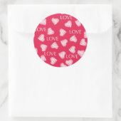 Naadloze Valentijnsdag roze witte kras Ronde Sticker (Tas)